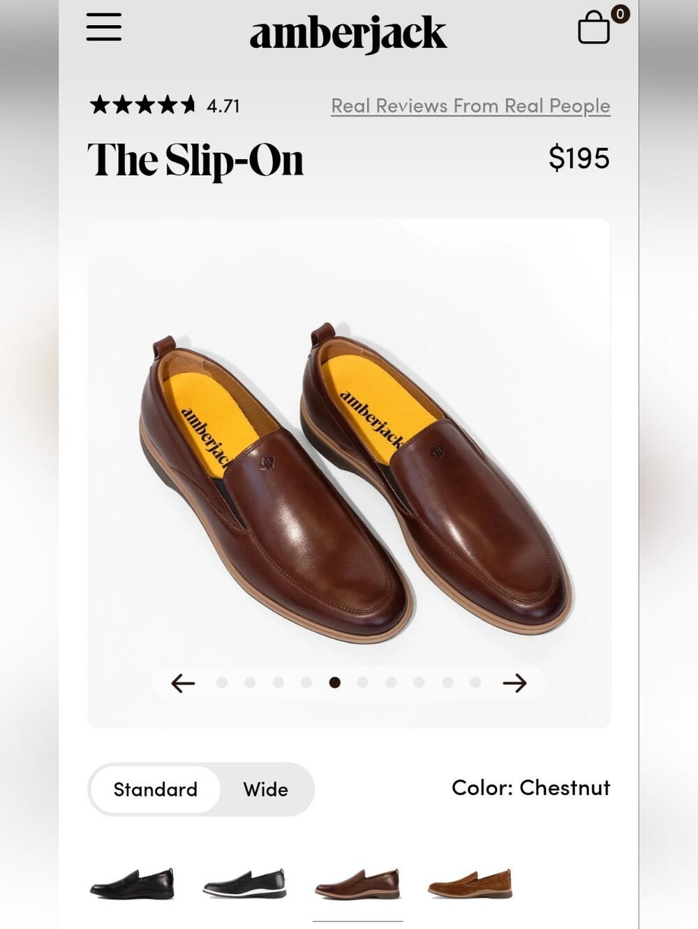 Amberjack Chestnut Leather Slip On Shoes Size US 9